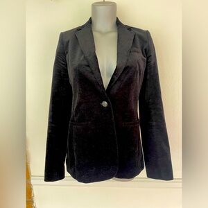J Crew Long And Lean Black Velvet Blazer Sz 2